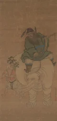 Zhong Kui reitet auf einem Elefanten