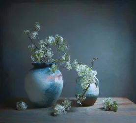 Stillleben mit weißen Blüten