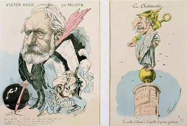 Karikaturen von Victor Hugo (1802-85) und Napoleon III. (1809-73), 1870