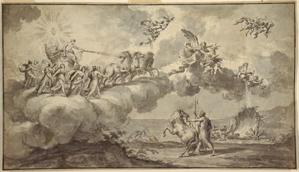 Wandteppich-Design: Apollo in seinem von Aurora geführten Wagen