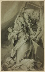 Kniende Magdalena und Grabwächter