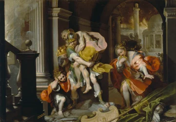 Aeneas und Anchises fliehen aus Troja, ca. 1587