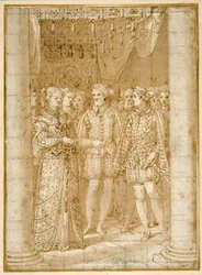Verlobung von Ottaviano Farnese mit Margarete von Parma, in Anwesenheit von Heinrich II. von Frankreich