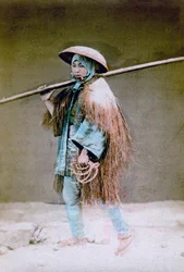 Kuli in Winterkleidung, Japan, 1882