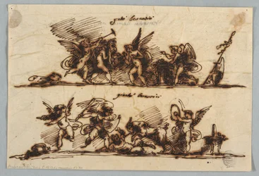Entwurf für zwei Friese mit Putti