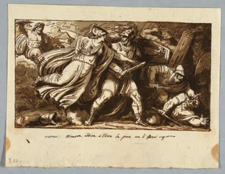 Blatt aus einem Skizzenbuch: Minerva befiehlt Ulysses, Frieden mit den Freiern der Penelope zu schließen