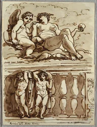 Venus und Amor, Studie nach Annibale Carracci
