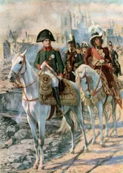 Napoleon in den Ruinen von Smolensk