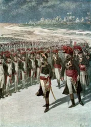 Napoleon inspiziert die Truppen in Boulogne