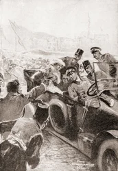 Die Ermordung Franz Ferdinands und seiner Frau Sophie, Herzogin von Hohenberg, 28. Juni
