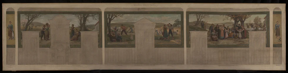 Skizze für den Trausaal des Rathauses des 15. Arrondissements: Treue. Liebe. Mütterliche Liebe. Der Samen. Die Krönung des Lebens. Lebensmitte. Vorsicht