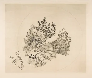 Dekoration für einen Teller: Ein Bach, 1870