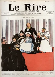 Titelblatt der Zeitung „Le Rire“, Nr. 36, 13. Juli 1895: „Ne bougeons plus“