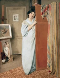 Atelierinterieur mit der Frau des Künstlers
