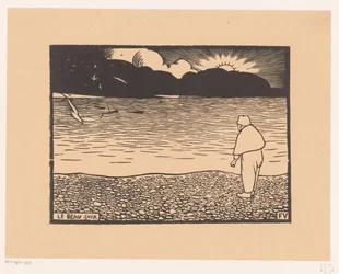 Mann bei Sonnenuntergang am Meer
