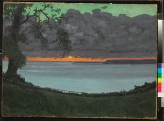 Sonnenuntergang bei Grace, Orange und Grüner Himmel