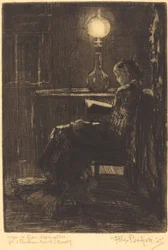 Liseuse à la Lampe Frau, die bei Lampenlicht liest, 1879