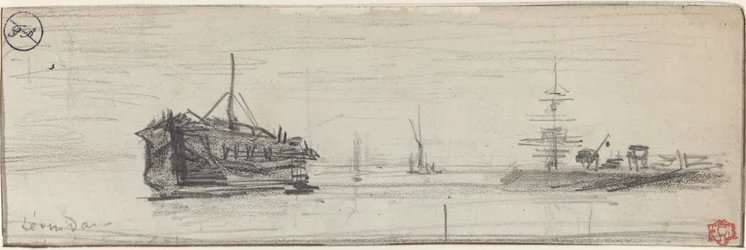 Schiffe im Hafen von London [recto], ca. 1884