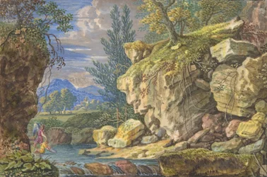 Landschaft mit Tobias und dem Engel, 17. - frühes 18. Jahrhundert