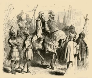 Kolumbus und sein Gefolge betreten Barcelona, 1877