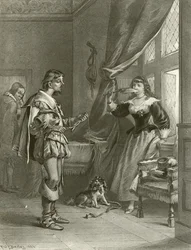 Die lustigen Weiber von Windsor. Akt III, Szene IV (Gravur)