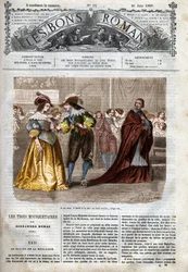 Romanserie: „Die drei Musketiere“ von Alexandre Dumas (1802-1870). Illustration von Kapitel XXII in „Die guten Romane“
