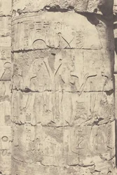 Karnak (Theben), Palast--Hypostylhalle--Zentrale Kolonnade--Dekoration eines Schaftes, 1853