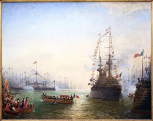 Toulon, Besuch von Präsident Emile Loubet (1838-1929) bei den französischen und italienischen Flügeln im April 1901