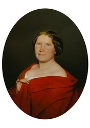 Frau mit lachsrotem Umhang