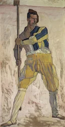 Krieger mit Hellebarde, um 1898