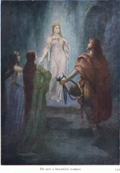 Er sah eine schöne Frau, Illustration aus Die Geschichten von Wagners Opern, veröffentlicht von George Harrap & Co Ltd, 1932