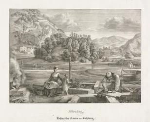 Sieben Ansichten in Salzburg und Berchtesgaden: Montag: Rosenecker Garten Salzburg, 1823