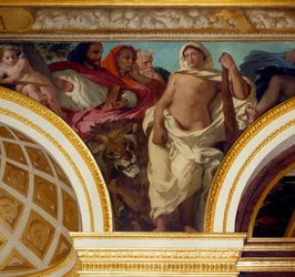 Allegorie der Gerechtigkeit, Detail des Freskos von Eugène Delacroix (1798-1863), das den Salon des Königs schmückt. Nationalversammlung (Palais Bourbon), 1843, Paris