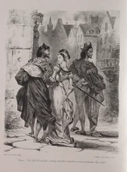 Illustrationen für Faust: Faust versucht Marguerite zu verführen, 1828