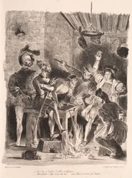 Illustrationen für Faust: Méphistophélés in der Taverne der Studenten, 1828