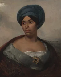 Porträt einer Frau mit blauem Turban