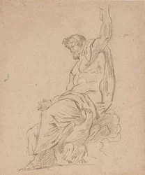 Recto: Sitzende Figur eines Mannes, möglicherweise Jupiter, auf einem Adler, der mit seiner linken Hand nach oben greift