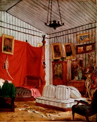 Studie für Interieur mit zwei Porträts (Gemälde, ca. 1834)