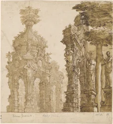 Bühnenbild von Gartenpavillons