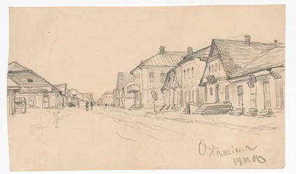 Straße in Aschmjany; verso: Skizze einer Tür