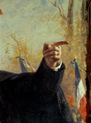 Hand. Detail des Porträts von Paul Déroulède (1846-1914), französischer nationalistischer Aktivist, der mit dem Finger zeigt