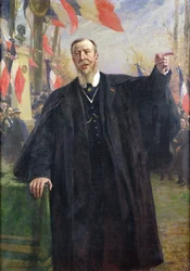 Paul Deroulede (1846-1914) hält eine Rede in Bougival, Januar 1913