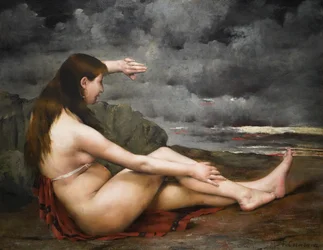 Das Mädchen, das auf das Meer schaut