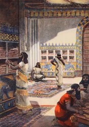 Die berühmte Bibliothek König Assurbanipals in Ninive, Illustration aus „Hutchinson