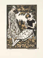 Un Peu, Beaucoup, aus einer Sammlung von Modeplatten, 1920 (Pochoir-Druck)