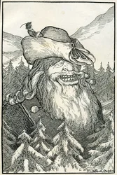 Fabeln: der Riese. Illustration von Filiberto Scarpelli für 