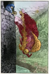 Illustration von Filiberto Scarpelli für die Fabel „I Nanini del Bosco“ aus einer Sammlung von Fabeln der Brüder Grimm „Schneewittchen und andere Geschichten“, ca. 1920