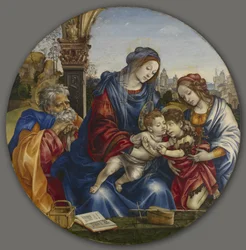Die Heilige Familie mit Johannes dem Täufer und der Heiligen Margarete, ca. 1495
