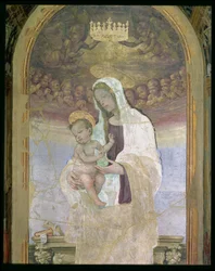 Die Madonna und das Kind, ein Detail aus dem Tabernakel des Canto al Mercatale, 1498