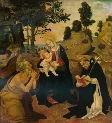 Die Jungfrau und das Kind mit den Heiligen Hieronymus und Dominikus, c1485